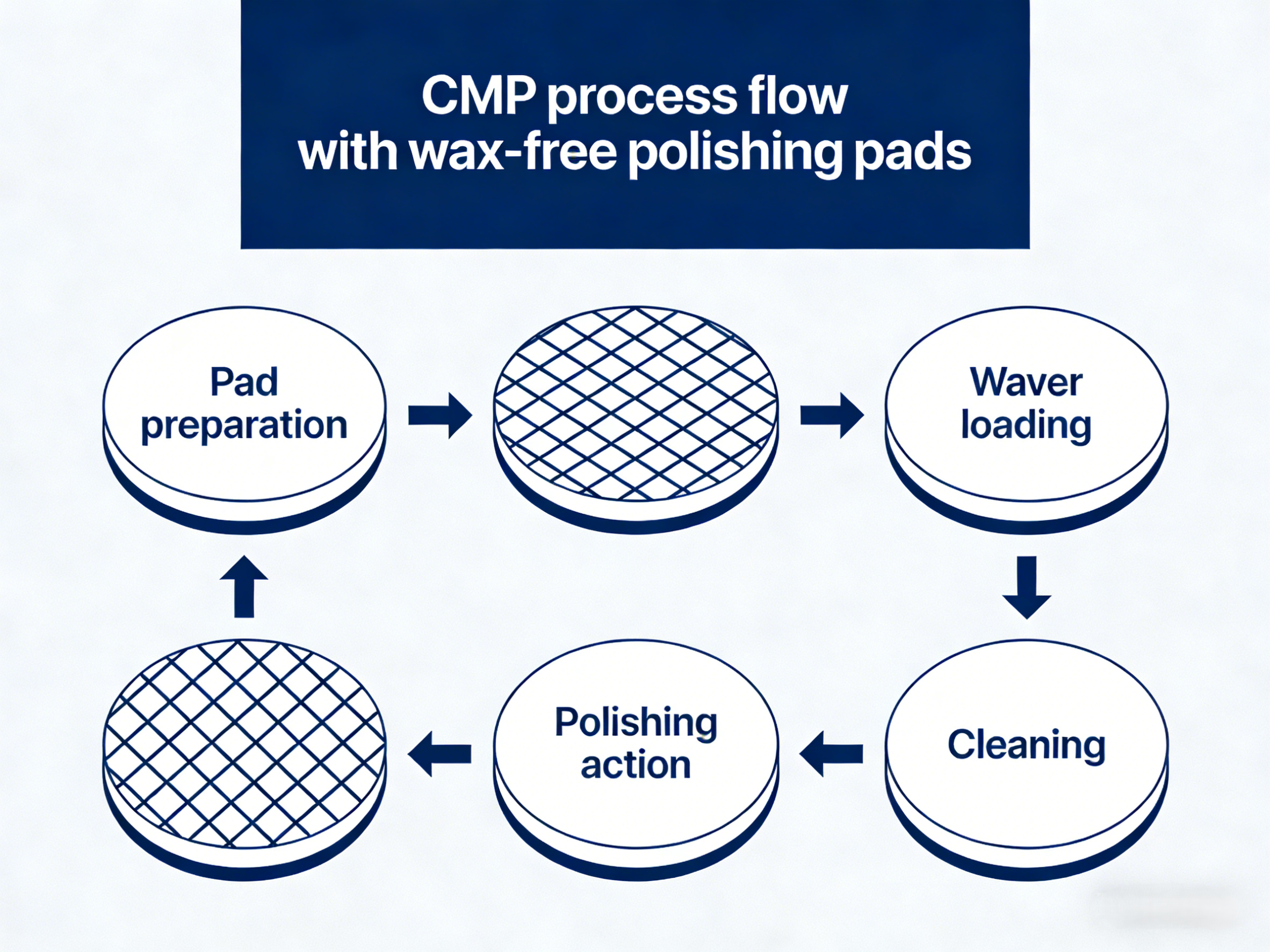 CMP process flow with wax-free polishing pads
