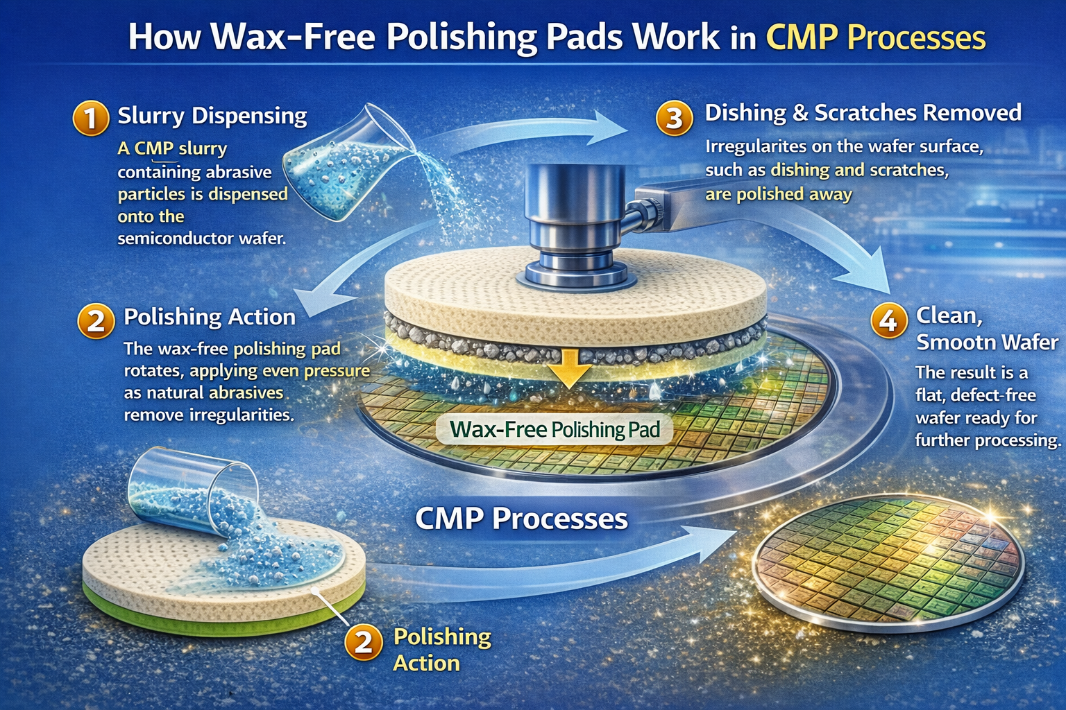 How Wax-Free Polishing Pads Work in CMP Processes