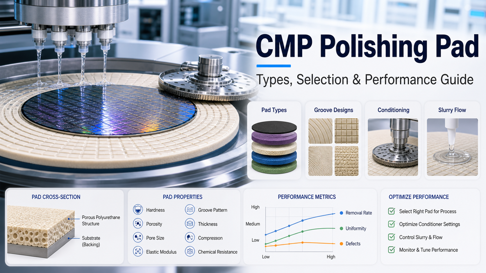 CMP Polishing PadTypes, Selection & Performance Guide