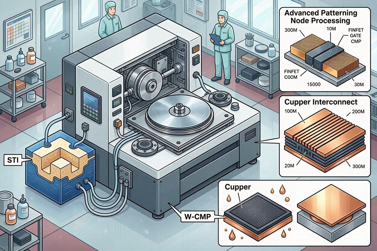 CMP Machine Applications STI, Copper Interconnect, W-CMP & Advanced Node Processing