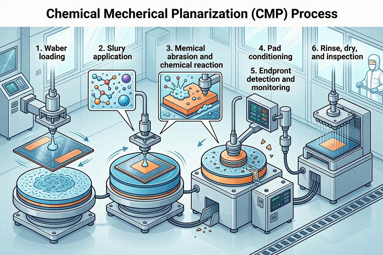 CMP Process Steps How Chemical Mechanical Planarization Works