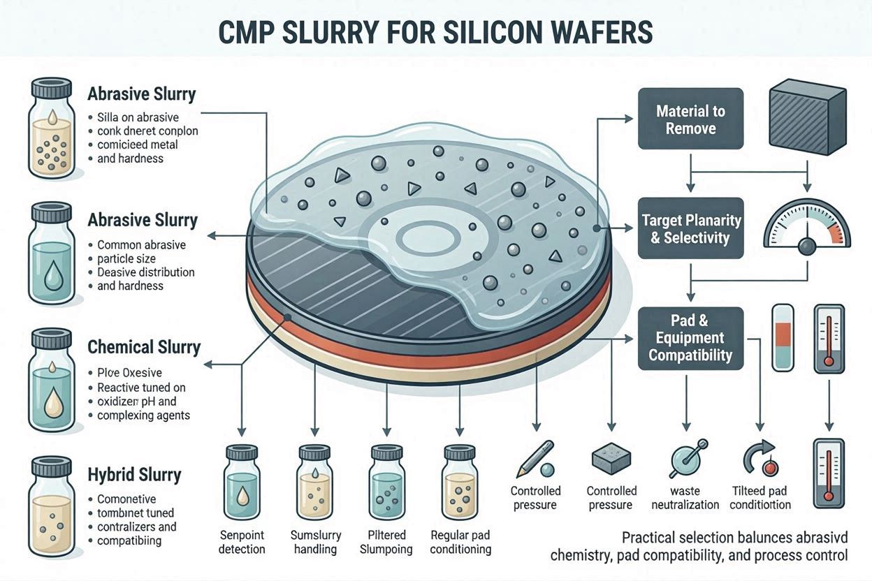 CMP Slurry for Silicon Wafer Types, Selection & Best Practices